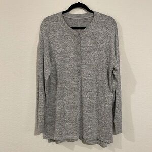 Abercrombie & Fitch Women Henley Shirt Large Grey Soft A&F Cozy Stretch Comfy